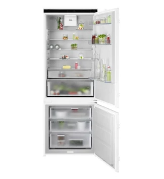 AEG NSC8T751DS Beépíthető kombinált hűtőszekrény, 10 év INVERTER MOTOR GARANCIA, NoFrost, AI CoolAssist funkció, 70 cm széles, 188 cm 