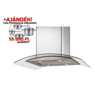 Cata - Páraelszívó ISLA GAMMA 900 X/E inox-üveg LED + AJÁNDÉK Cata PROFESSIONAL edényszett - A készlet erejéig rendelhető!