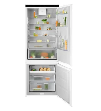 Electrolux ENA7TE75S Beépíthető kombinált hűtőszekrény, 10 év INVERTER MOTOR GARANCIA,  NoFrost, AI CoolAssist funkció, 70 cm széles, 188 cm  